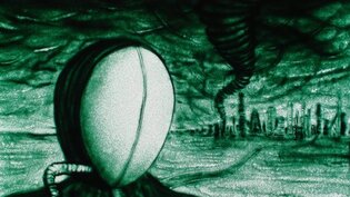 2010 :: Sand drawing with green sand, Another planete