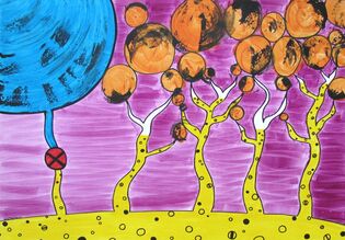 2015 : : Pompage : : peinture acrylique, encres, Posca, 88x63cm
