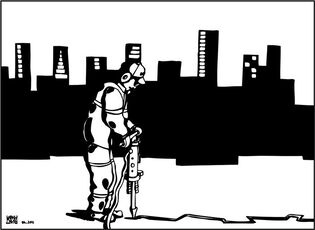 2011 : : Dessin à l'encre noire, Travailleur de rue