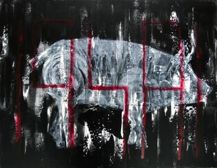 2015 : : Cochon 194A1 : : peinture acrylique, encres, 65x50cm
