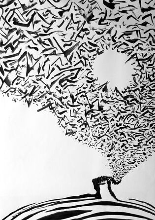 2013 : : Tempête : : Encre noire, 45x64cm