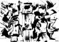 2011 : : Monotype peinture à l'huile noire, Robots de papier